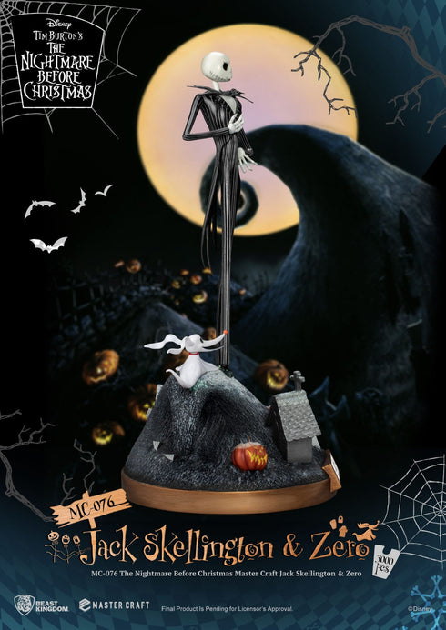 Beast Kingdom Jack Skellington & Zero - Nightmare before Christmas - MC-076 - Master Craft Collectible Statue