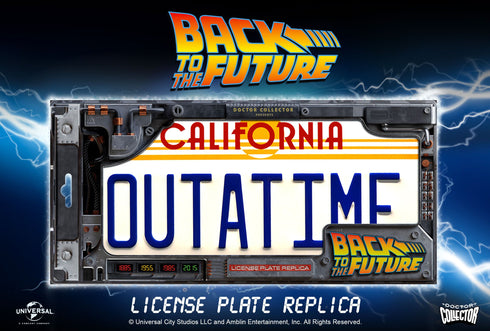 Doctor Collector Outatime DeLorean License Plate - Back To The Future - Collectible Replica
