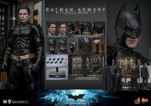 Hot Toys Batman Armory with Bruce Wayne (2.0) - Batman: The Dark Knight - MMS750 - 1/6 Scale Collectible Figure Set