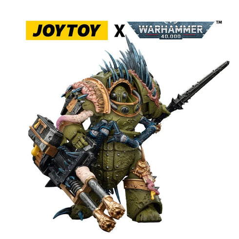 JOYTOY Death Guard Blightlord Terminator 1 with Reaper Autocannon and Bubotic Blades - Warhammer 40,000 - 1/18 Scale Collectible Figure