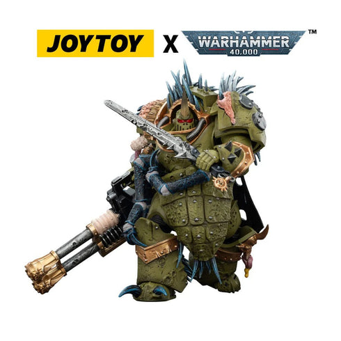 JOYTOY Death Guard Blightlord Terminator 1 with Reaper Autocannon and Bubotic Blades - Warhammer 40,000 - 1/18 Scale Collectible Figure
