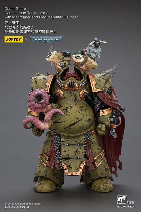 JOYTOY Death Guard Deathshroud Terminator 2 with Manreaper and Plaguespurter Gauntlet - Warhammer 40,000 - 1/18 Scale Collectible Figure