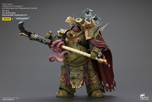 JOYTOY Death Guard Deathshroud Terminator 2 with Manreaper and Plaguespurter Gauntlet - Warhammer 40,000 - 1/18 Scale Collectible Figure