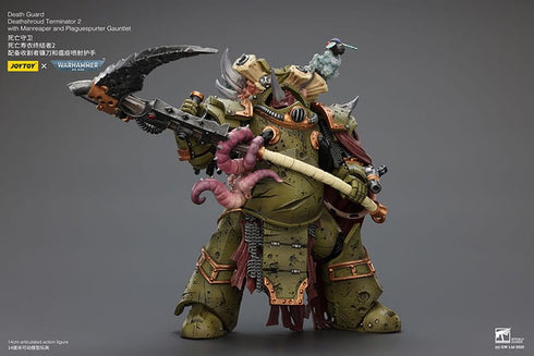 JOYTOY Death Guard Deathshroud Terminator 2 with Manreaper and Plaguespurter Gauntlet - Warhammer 40,000 - 1/18 Scale Collectible Figure