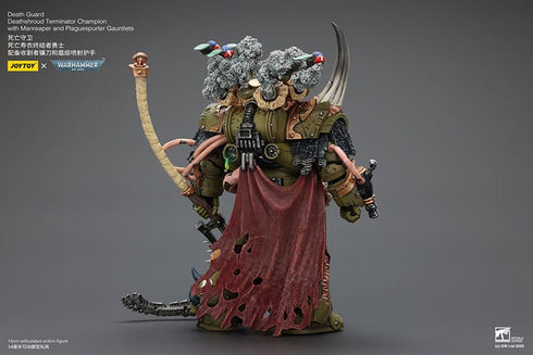 JOYTOY Death Guard Deathshroud Terminator Champion with Manreaper and Plaguespurter Gauntlets - Warhammer 40,000 - 1/18 Scale Collectible Figure