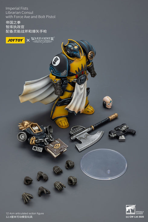 JOYTOY Imperial Fists Librarian Consul with Force Axe and Bolt Pistol - Warhammer The Horus Heresy - 1/18 Scale Collectible Figure