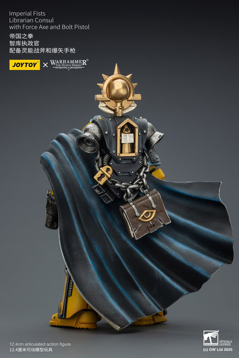 JOYTOY Imperial Fists Librarian Consul with Force Axe and Bolt Pistol - Warhammer The Horus Heresy - 1/18 Scale Collectible Figure