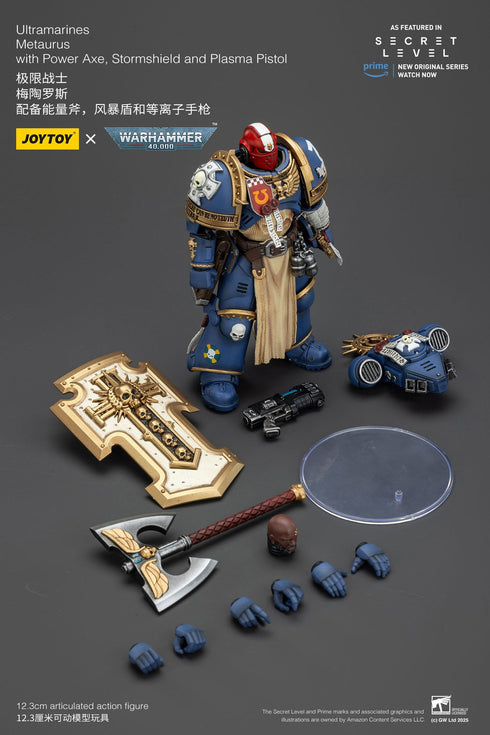 JOYTOY Ultramarines Metaurus with Power Axe, Stormshield and Plasma Pistol - Warhammer 40,000 - 1/18 Scale Collectible Figure