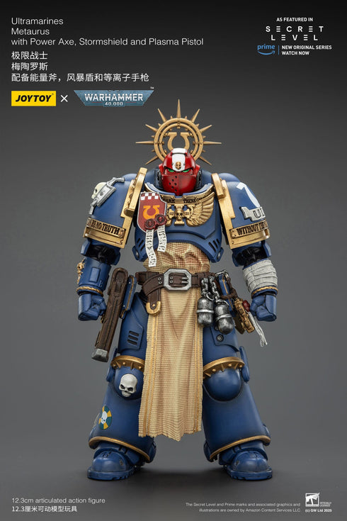 JOYTOY Ultramarines Metaurus with Power Axe, Stormshield and Plasma Pistol - Warhammer 40,000 - 1/18 Scale Collectible Figure