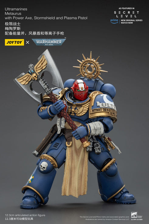 JOYTOY Ultramarines Metaurus with Power Axe, Stormshield and Plasma Pistol - Warhammer 40,000 - 1/18 Scale Collectible Figure