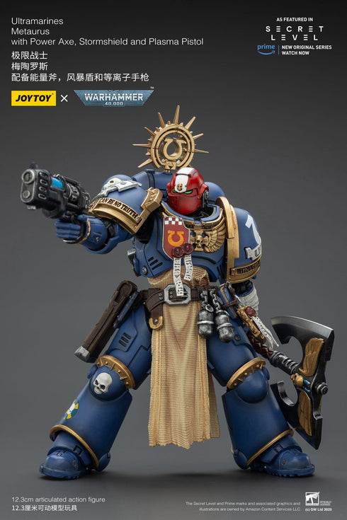 JOYTOY Ultramarines Metaurus with Power Axe, Stormshield and Plasma Pistol - Warhammer 40,000 - 1/18 Scale Collectible Figure
