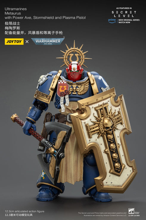 JOYTOY Ultramarines Metaurus with Power Axe, Stormshield and Plasma Pistol - Warhammer 40,000 - 1/18 Scale Collectible Figure