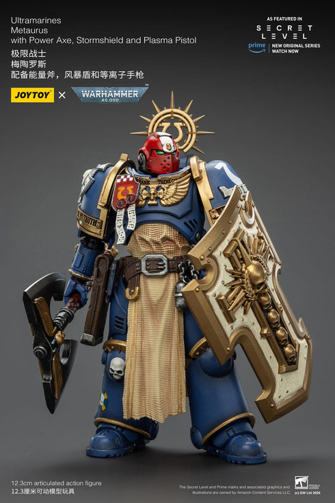 JOYTOY Ultramarines Metaurus with Power Axe, Stormshield and Plasma Pistol - Warhammer 40,000 - 1/18 Scale Collectible Figure