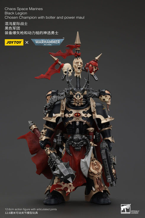 JOYTOY Warhammer 40K Chaos Space Marines Black Legion Chosen Champion with Bolter and Power Maul Action Figure