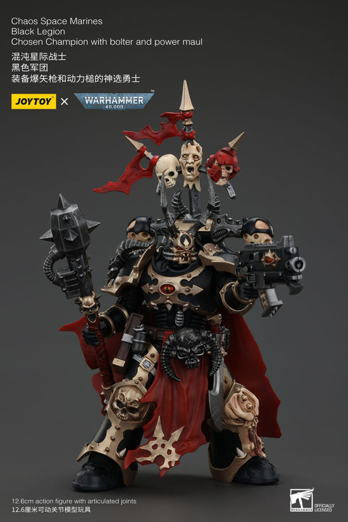 JOYTOY Warhammer 40K Chaos Space Marines Black Legion Chosen Champion with Bolter and Power Maul Action Figure