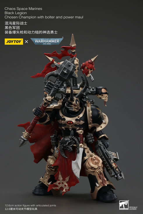 JOYTOY Warhammer 40K Chaos Space Marines Black Legion Chosen Champion with Bolter and Power Maul Action Figure