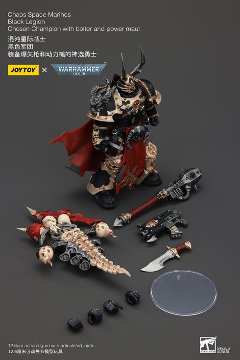JOYTOY Warhammer 40K Chaos Space Marines Black Legion Chosen Champion with Bolter and Power Maul Action Figure