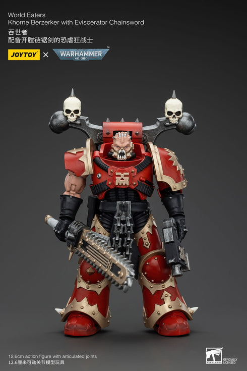 JOYTOY Warhammer 40K World Eaters Khorne Berzerker with Eviscerator Chainsword 1/18 Action Figure