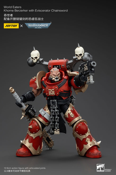 JOYTOY Warhammer 40K World Eaters Khorne Berzerker with Eviscerator Chainsword 1/18 Action Figure
