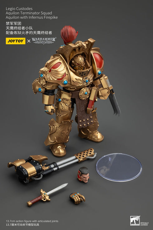 JOYTOY Warhammer The Horus Heresy Legio Custodes Aquilon Terminator Squad Aquilon with Infernus Firepike 1/18 Action Figure