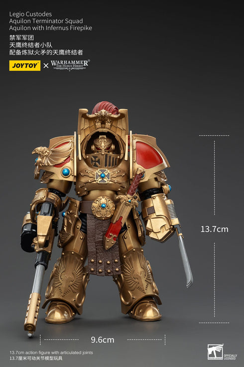 JOYTOY Warhammer The Horus Heresy Legio Custodes Aquilon Terminator Squad Aquilon with Infernus Firepike 1/18 Action Figure