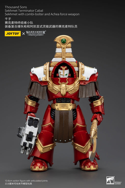 JOYTOY Warhammer The Horus Heresy Thousand Sons Sekhmet Terminator Cabal Sekhmet with Combi-Bolter and Achea Force Weapon 1/18 Action Figure