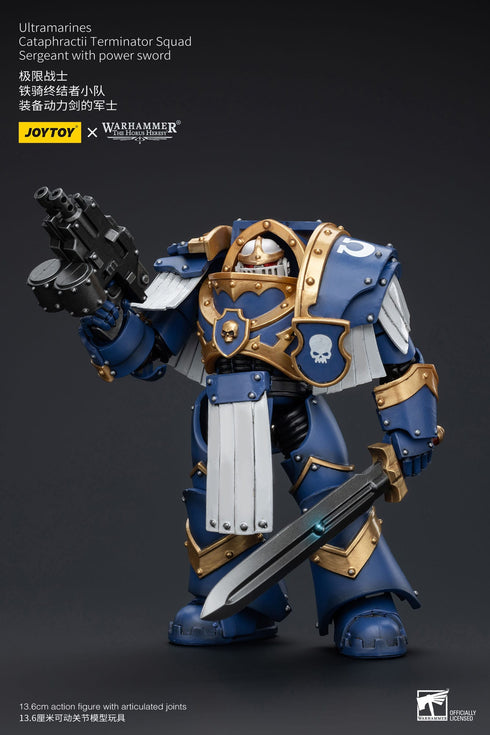 JOYTOY Warhammer The Horus Heresy Ultramarines Cataphractii Terminator Squad Sergeant with Power Sword 1/18 Action Figure