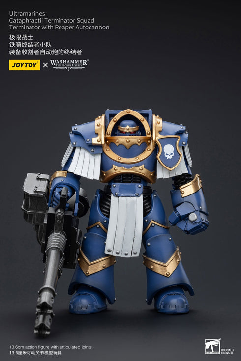 JOYTOY Warhammer The Horus Heresy Ultramarines Cataphractii Terminator Squad Terminator with Reaper Autocannon 1/18 Action Figure