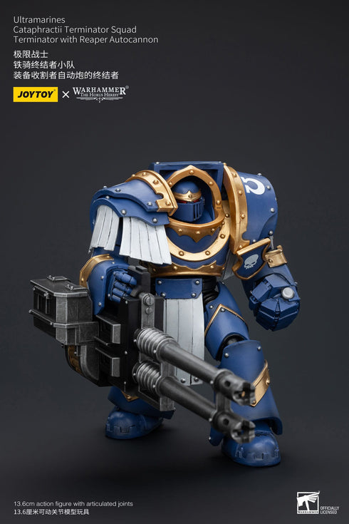 JOYTOY Warhammer The Horus Heresy Ultramarines Cataphractii Terminator Squad Terminator with Reaper Autocannon 1/18 Action Figure
