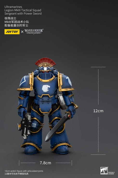 JOYTOY Ultramarines Legion MKIII Tactical Squad Sergeant with Power Sword - Warhammer: The Horus Heresy - 1/18 Scale Collectible Figure