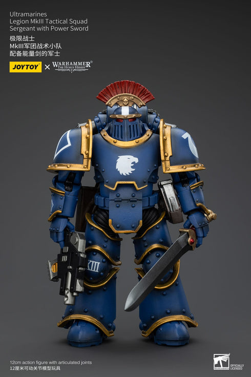 JOYTOY Ultramarines Legion MKIII Tactical Squad Sergeant with Power Sword - Warhammer: The Horus Heresy - 1/18 Scale Collectible Figure
