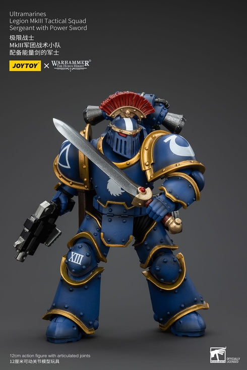 JOYTOY Ultramarines Legion MKIII Tactical Squad Sergeant with Power Sword - Warhammer: The Horus Heresy - 1/18 Scale Collectible Figure