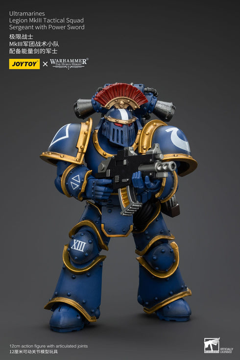 JOYTOY Ultramarines Legion MKIII Tactical Squad Sergeant with Power Sword - Warhammer: The Horus Heresy - 1/18 Scale Collectible Figure