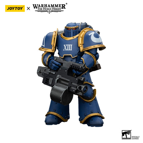 JOYTOY Ultramarines Legion MKIII Tactical Support Squad Legionary with Heavy Bolter - Warhammer: The Horus Heresy - 1/18 Scale Collectible Figure