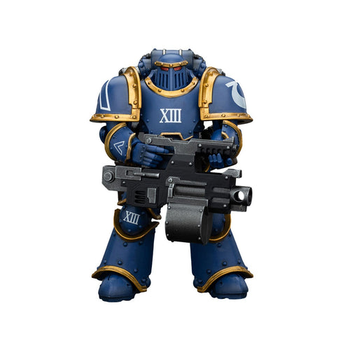 JOYTOY Ultramarines Legion MKIII Tactical Support Squad Legionary with Heavy Bolter - Warhammer: The Horus Heresy - 1/18 Scale Collectible Figure