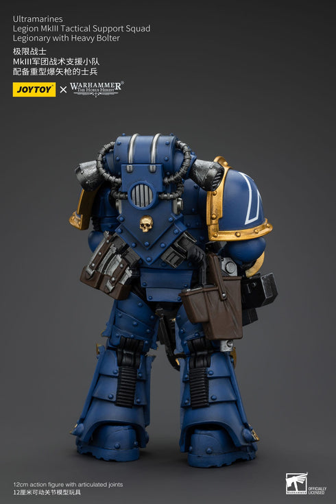 JOYTOY Ultramarines Legion MKIII Tactical Support Squad Legionary with Heavy Bolter - Warhammer: The Horus Heresy - 1/18 Scale Collectible Figure