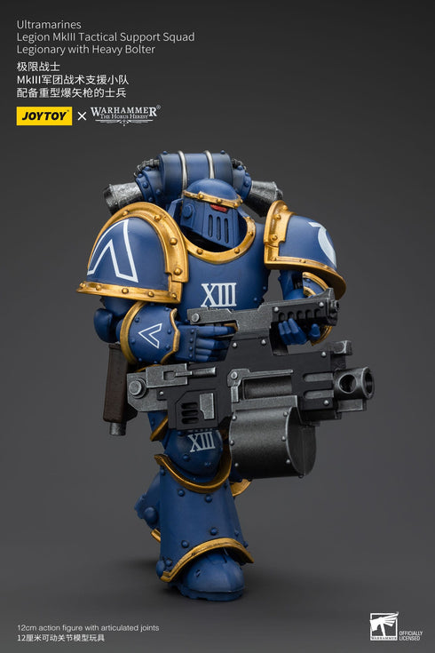 JOYTOY Ultramarines Legion MKIII Tactical Support Squad Legionary with Heavy Bolter - Warhammer: The Horus Heresy - 1/18 Scale Collectible Figure