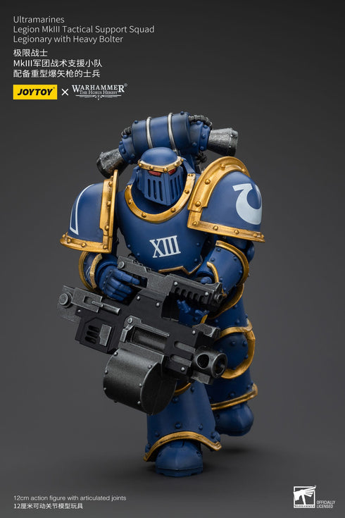 JOYTOY Ultramarines Legion MKIII Tactical Support Squad Legionary with Heavy Bolter - Warhammer: The Horus Heresy - 1/18 Scale Collectible Figure