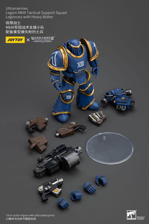 JOYTOY Ultramarines Legion MKIII Tactical Support Squad Legionary with Heavy Bolter - Warhammer: The Horus Heresy - 1/18 Scale Collectible Figure
