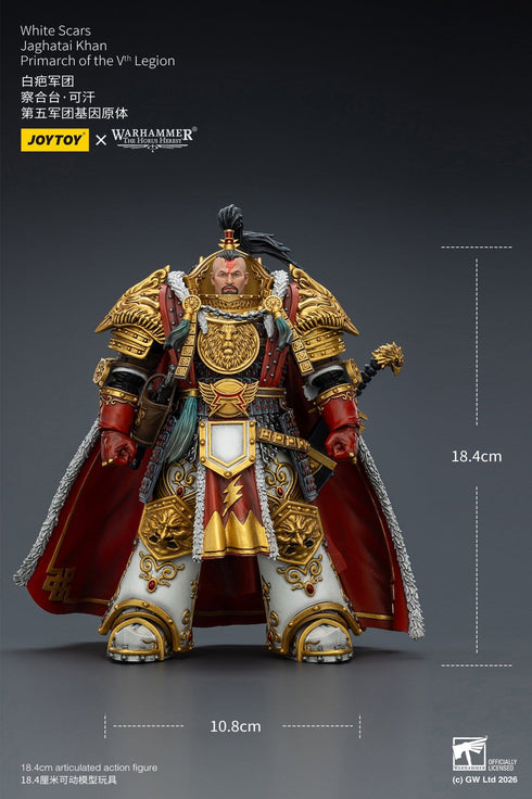 JOYTOY White Scars Jaghatai Khan Primarch of the Vth Legion - Warhammer The Horus Heresy - 1/18 Scale Collectible Figure