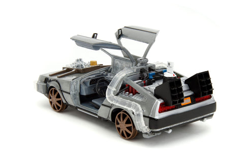 Jada Toys Back to the Future III Hollywood Rides DeLorean Time Machine Railroad Wheels 1/24 Diecast Model
