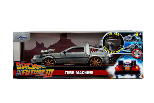 Jada Toys Back to the Future III Hollywood Rides DeLorean Time Machine Railroad Wheels 1/24 Diecast Model
