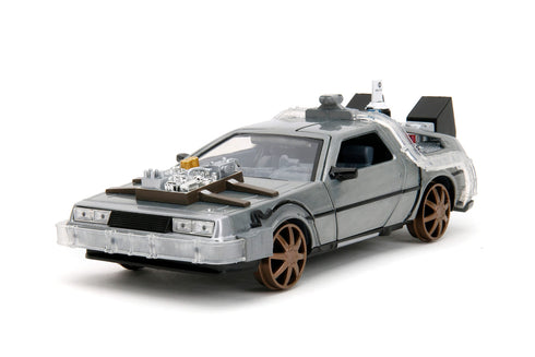 Jada Toys Back to the Future III Hollywood Rides DeLorean Time Machine Railroad Wheels 1/24 Diecast Model