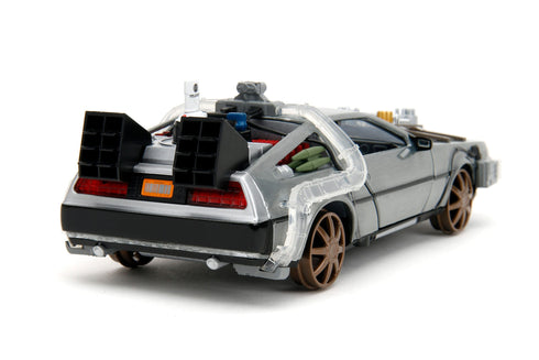 Jada Toys Back to the Future III Hollywood Rides DeLorean Time Machine Railroad Wheels 1/24 Diecast Model