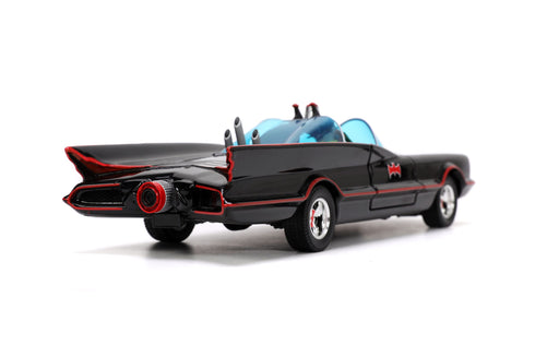 Jada Toys Batman 1966 Batmobile with Batman Robin Penguin and Joker Figures 1/24 Diecast Model