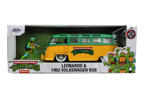 Jada Toys Leonardo & 1962 VW Bus - Teenage Mutant Ninja Turtles - 1/24 Diecast Collectible Model