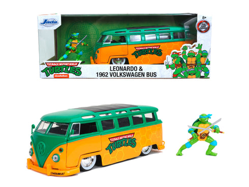 Jada Toys Leonardo & 1962 VW Bus - Teenage Mutant Ninja Turtles - 1/24 Diecast Collectible Model