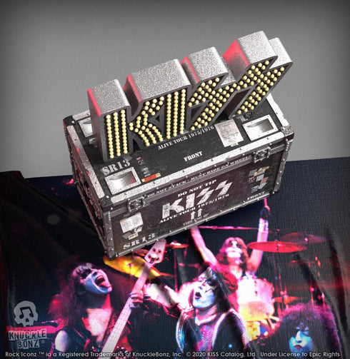 Knucklebonz Kiss Alive! Tour Rock Ikonz On Tour Road Case Statue + Stage Backdrop Set