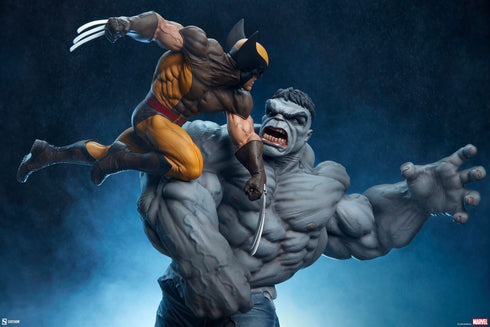 Sideshow Collectibles Marvel Grey Hulk vs Wolverine Statue