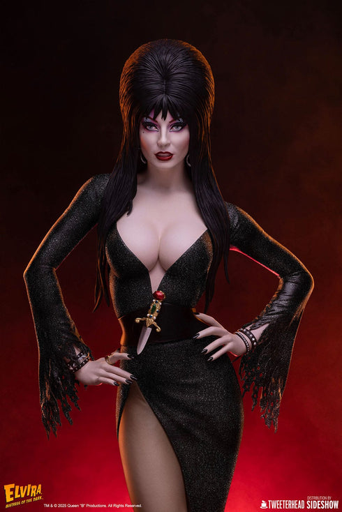 Tweeterhead Elvira: Mistress of the Dark Elvira (Black Glitter Dress) 1/4 Maquette